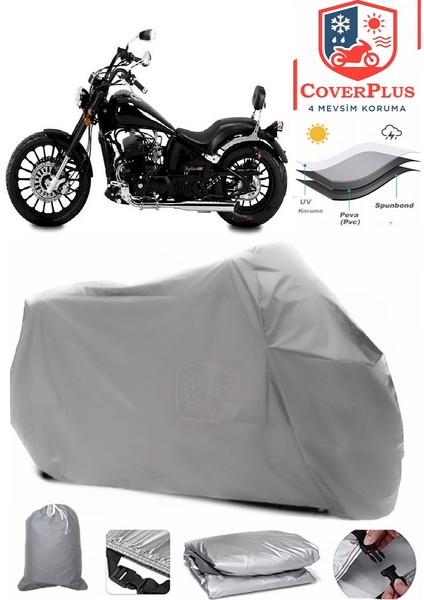 Regal Raptor Daytona 125 Gri Motorsiket Brandası Motor Örtüsü Çadır Su Geçirmez Motosiklet Kılıfı Motor Brandası