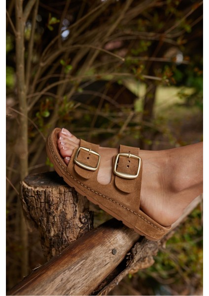 Parsy Kadın Vızon Suet Tokalı Terlık