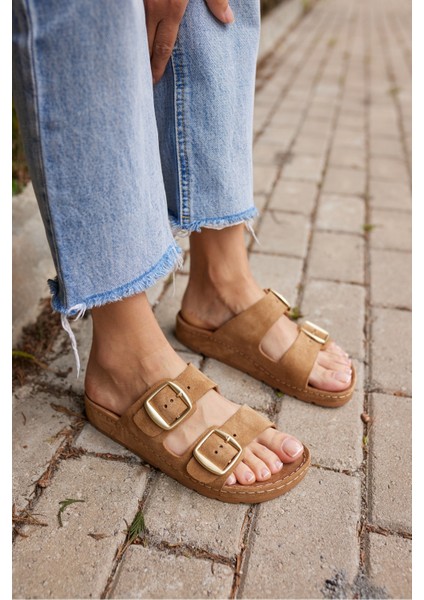 Parsy Kadın Vızon Suet Tokalı Terlık