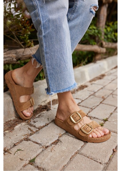 Parsy Kadın Vızon Suet Tokalı Terlık