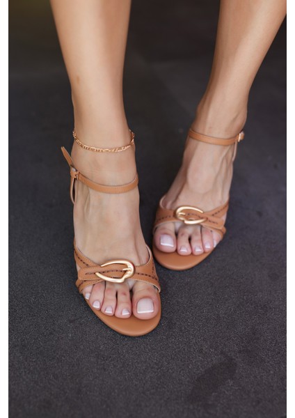 Verno Kadın Taba Topuklu Sandalet fırsatları