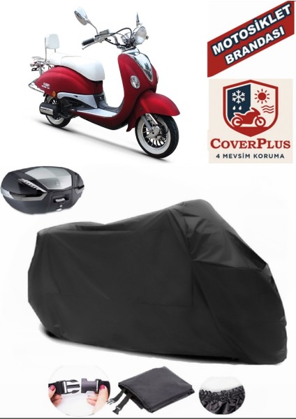 Kuba Nirvana 150 Motor Brandası Siyah Arka Çanta Uyumlu Motorsiket Brandası Motor Örtüsü Çadır Su Geçirmez Motosiklet Kılıfı Motor Brandası