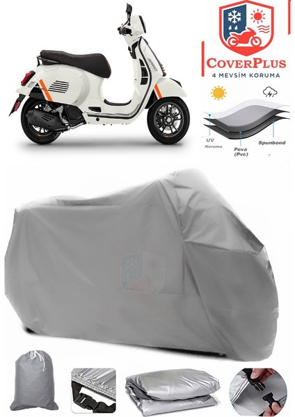 Vespa Gts 125 Supertech Motor Brandası Gri Motorsiket Brandası Motor Örtüsü Çadır Su Geçirmez Motosiklet Kılıfı Motor Brandası