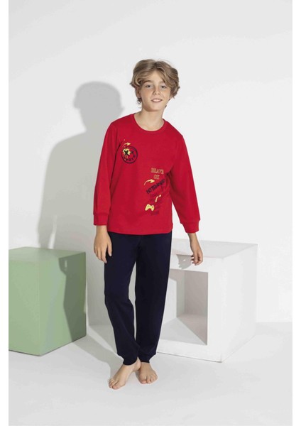 Erkek Çocuk Uzun Kollu Oyun Temalı Pamuklu Pijama Takımı 7419K