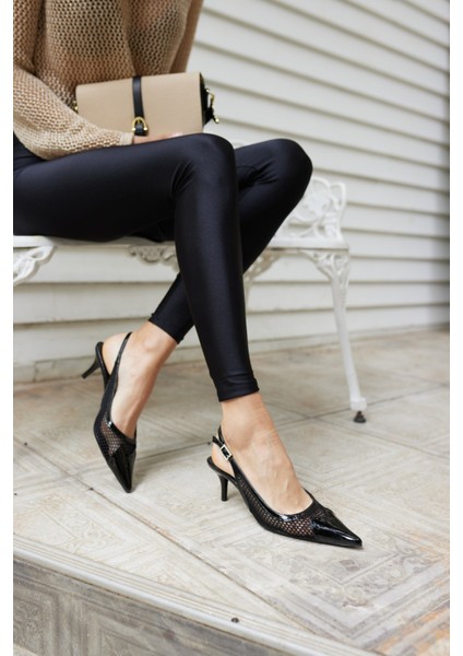 Olya Kadın Vızon File Detay Topuklu Ayakkabi modelleri