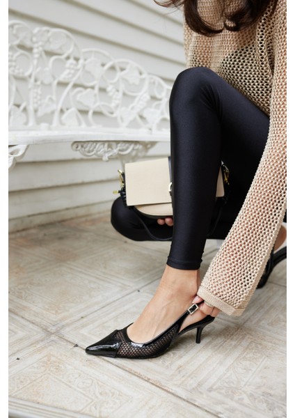 Olya Kadın Vızon File Detay Topuklu Ayakkabi indirimleri