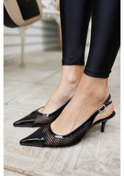 Olya Kadın Vızon File Detay Topuklu Ayakkabi