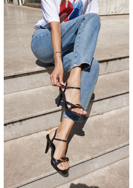 Verno Kadın Taba Topuklu Sandalet