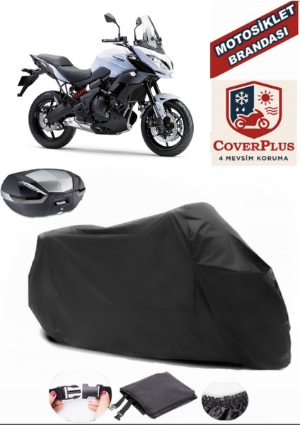 Kawasaki Kle 650 Versys Motor Brandası Siyah Arka Çanta Uyumlu Motorsiket Brandası Motor Örtüsü Çadır Su Geçirmez Motosiklet Kılıfı Motor Brandası