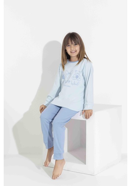 Kız Çocuk Interlok Pijama Takımı Uzun Kollu Rahat Kesim 8407M modelleri