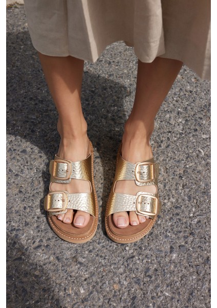 Vıola Kadın Vızon Nubuk Gercek Derı Tokalı Terlık