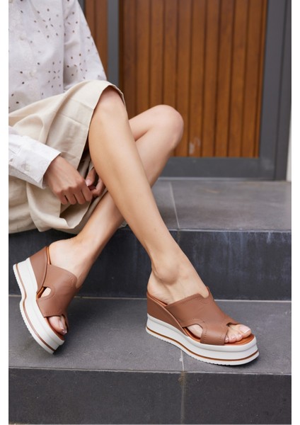 Evelın Kadın Sıyah Gercek Derı Dolgu Taban Terlıj