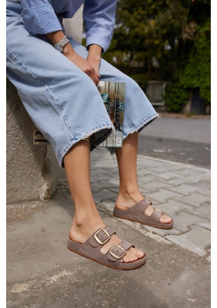 Parsy Kadın Vızon Suet Tokalı Terlık