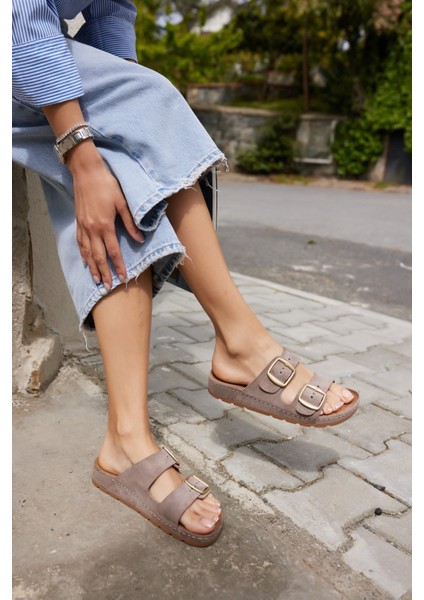 Parsy Kadın Vızon Suet Tokalı Terlık modelleri