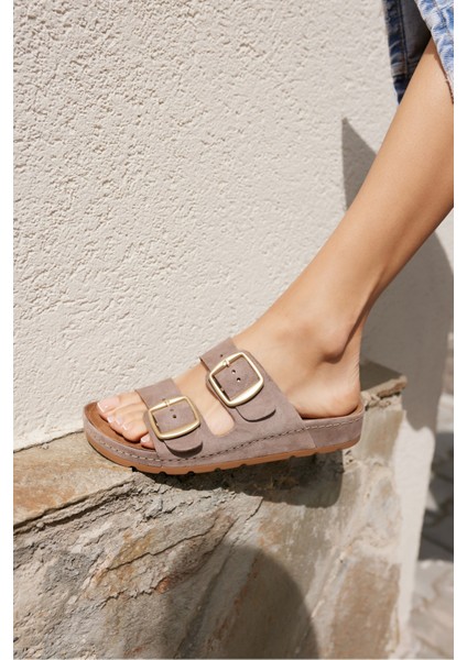 Parsy Kadın Vızon Suet Tokalı Terlık indirimleri