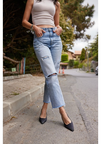 Zelıa Kadın Leopar Burun Demır Detay Topuklu Ayakkabı