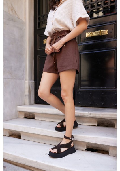 Zoey Kadın Vızon Kum Suet Parmak Arası Detay Sandalet fırsatları