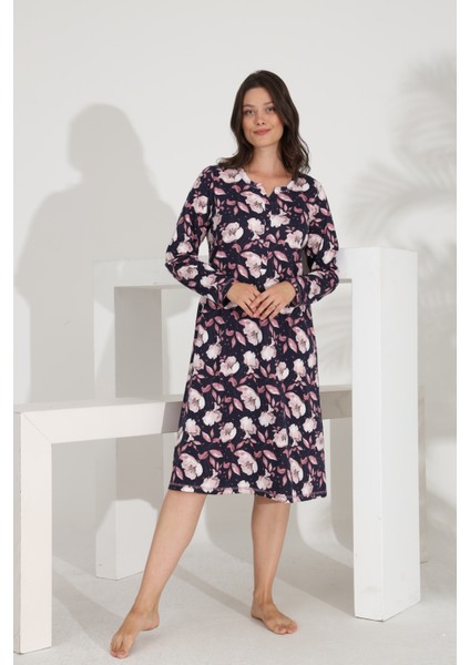 %100 Pamuk Uzun Kol Kadın Elbise 91224