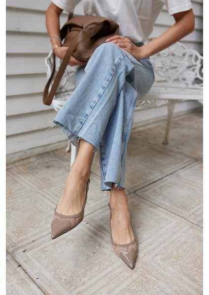 Olya Kadın Vızon File Detay Topuklu Ayakkabi fiyatları