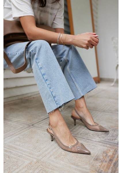 Olya Kadın Vızon File Detay Topuklu Ayakkabi indirimleri