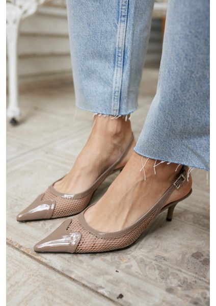 Olya Kadın Vızon File Detay Topuklu Ayakkabi