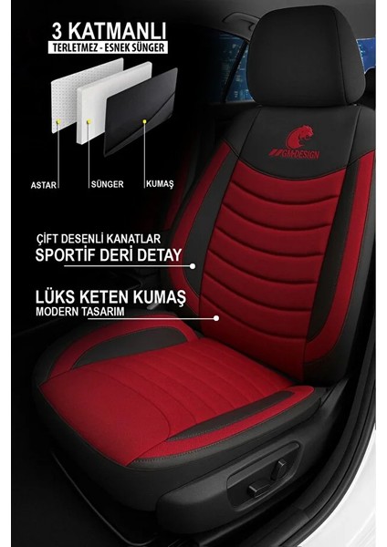 Ford C-Max Titanium x 1.6i Ecoboost (180) 2011 Panther Serisi Uyumlu Keten Oto Koltuk Kılıfı Bordo fiyatları