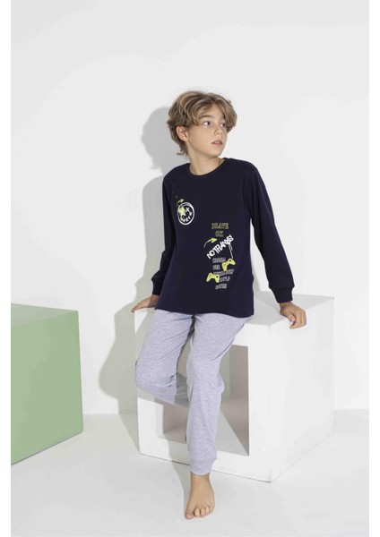 Erkek Çocuk Uzun Kollu Oyun Temalı Pamuklu Pijama Takımı 7419G indirimleri