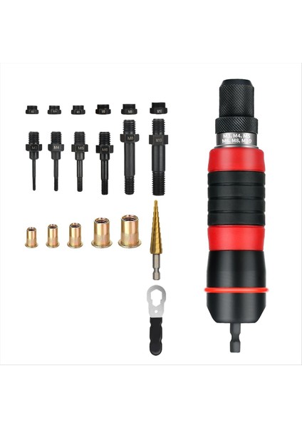 M3-M10 Elektrikli Perçin Aracı Matkap Adaptör Sınıfı Dıy Eklenti Somun Hızlı Perçinleme Araçları Kiti ile Perçin Somunları (Yurt Dışından)