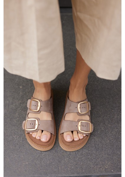 Vıola Kadın Vızon Nubuk Gercek Derı Tokalı Terlık indirimleri