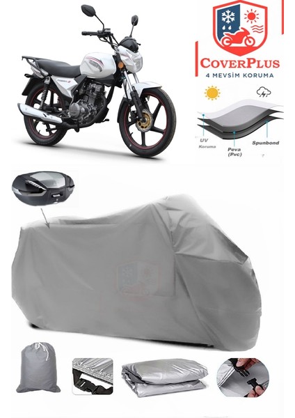 Kuba Razore 100 Arka Çanta Uyumlu (Gri) Motorsiket Brandası Motor Örtüsü Çadır Su Geçirmez Motosiklet Kılıfı Motor Brandası