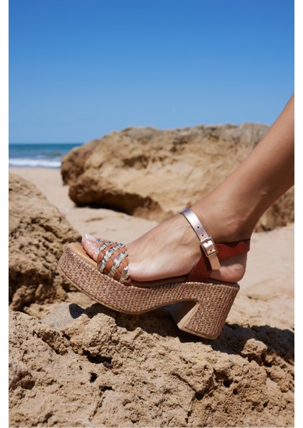 Sicilya Kadın Beyaz Örgu Deri Ispanya Uretımı Topuklu Sandalet