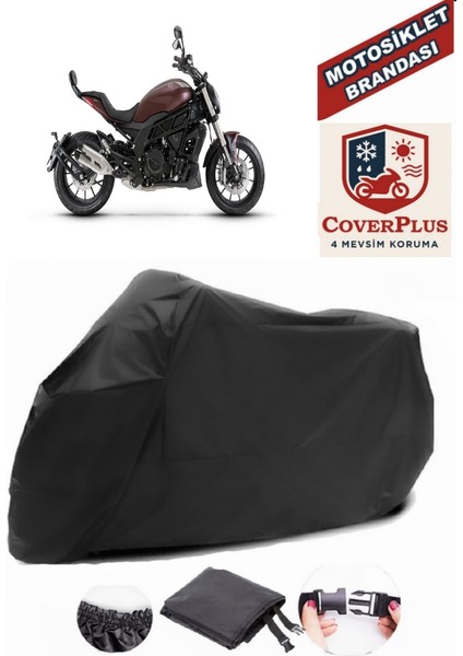 Benelli 502-C Siyah Motorsiket Brandası Motor Örtüsü Çadır Su Geçirmez Motosiklet Kılıfı Motor Brandası