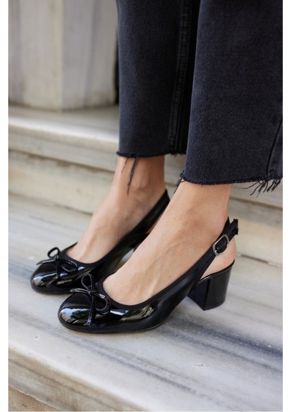 Dorado Kadın Nude Cilt Slingback Kalin Topuklu Ayakkabi