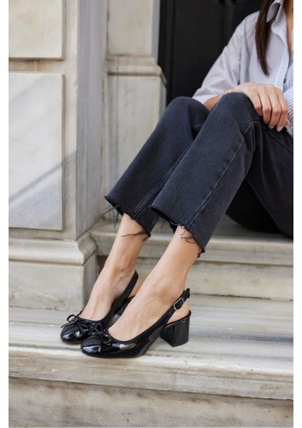 Dorado Kadın Nude Cilt Slingback Kalin Topuklu Ayakkabi