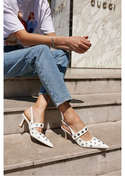 Yulya Kadın Kırmızı Trok Detay Topuklu Ayakkabi