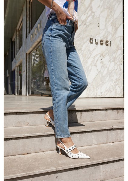 Yulya Kadın Kırmızı Trok Detay Topuklu Ayakkabi