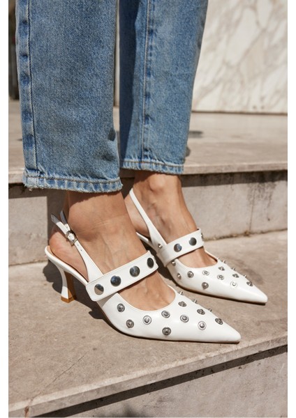 Yulya Kadın Kırmızı Trok Detay Topuklu Ayakkabi