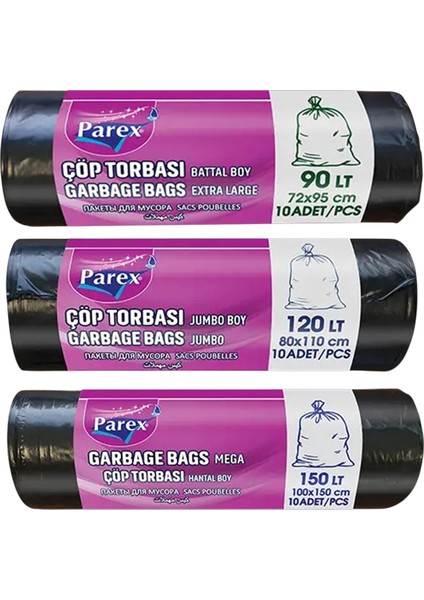 Professional Çöp Torbası Battal Jumbo ve Hantal Boy 9'lu Paket fiyatları
