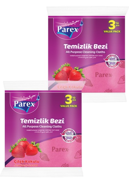 Çilek Kokulu 3'lü Temizlik Bezi İkili Paket