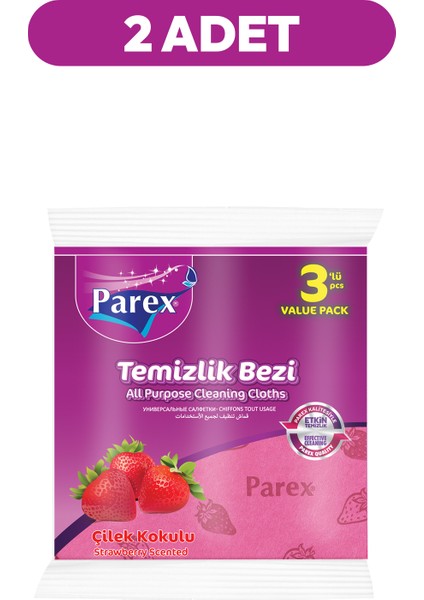 Çilek Kokulu 3'lü Temizlik Bezi İkili Paket fiyatları