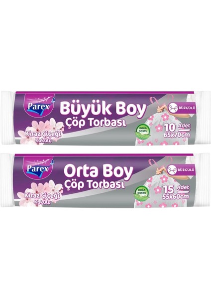 Büzgülü Çöp Torbası Kiraz Kokulu 5 Büyük ve 5 Orta Boy Set fiyatları