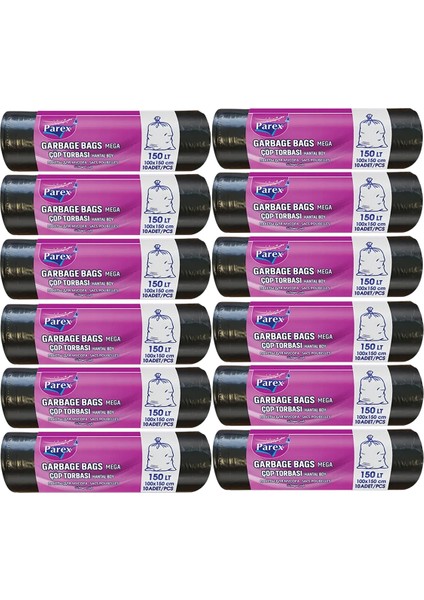 Professional 10'lu Çöp Torbası Hantal Boy 100 x 150 cm Onikili Paket