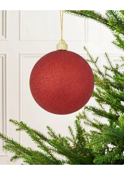 Yılbaşı Topları Simli Çam Ağacı Süsleri Kırmızı 20 cm fiyatları