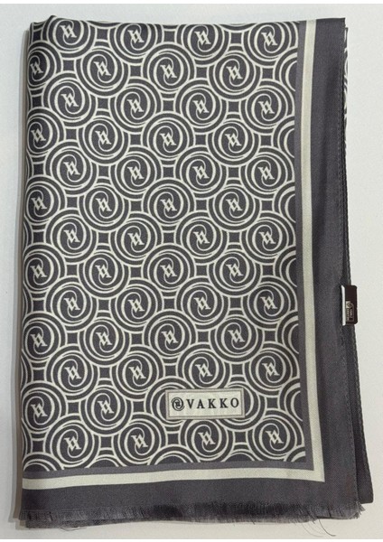 Tivil Monogram Ipek Şal 41407-GRI Ekru