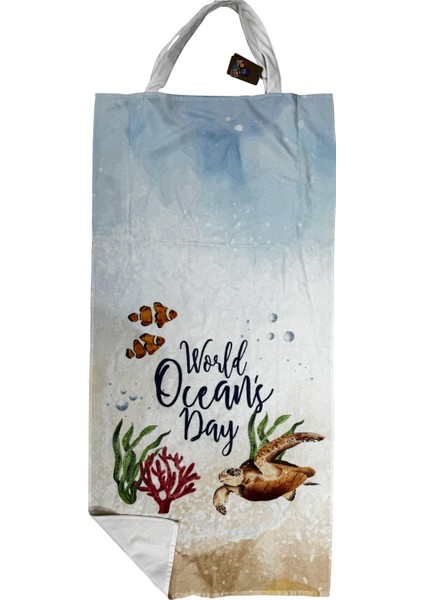 Kaplumbağa Desenli Yüksek Su Emicili Çanta Olabilen Plaj Havlusu 1110M