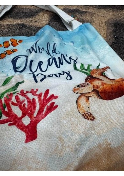 Kaplumbağa Desenli Yüksek Su Emicili Çanta Olabilen Plaj Havlusu 1110M fırsatları