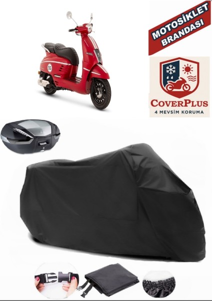 Peugeot Django 50 Siyah Arka Çanta Uyumlu Motorsiket Brandası Motor Örtüsü Çadır Su Geçirmez Motosiklet Kılıfı Motor Brandası