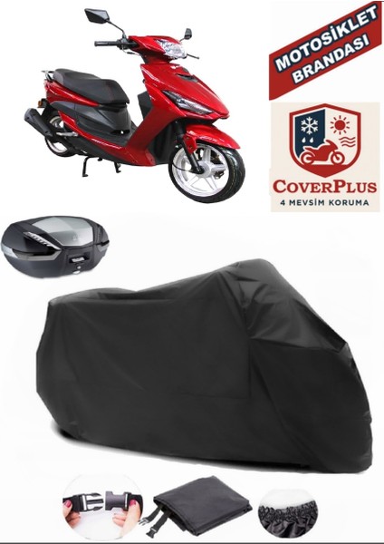 Stmax Nett 50 Siyah Arka Çanta Uyumlu Motorsiket Brandası Motor Örtüsü Çadır Su Geçirmez Motosiklet Kılıfı Motor Brandası