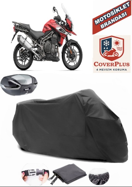 Triumph Tiger 1200 Xr Siyah Arka Çanta Uyumlu Motorsiket Brandası Motor Örtüsü Çadır Su Geçirmez Motosiklet Kılıfı Motor Brandası