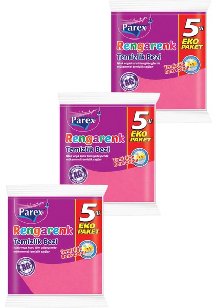 Rengarenk 5'li Temizlik Bezi Üçlü Paket